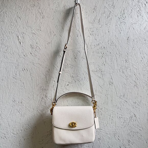 COACH Cassie 19 pebbled leather top handle small crossbody bag - White - Picture 3 of 14